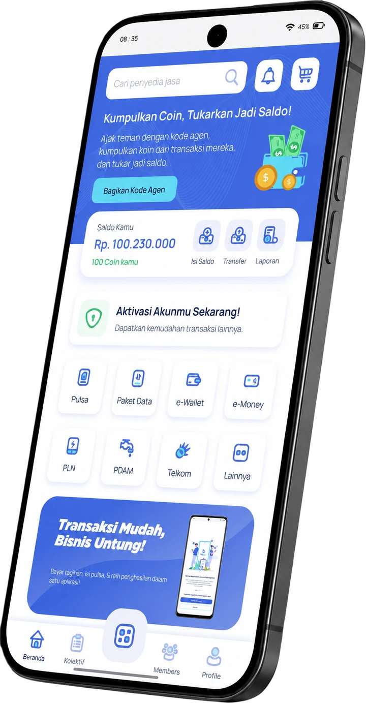 Aplikasi Billerpay di perangkat mobile